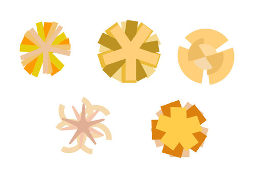 Flower shaped butter cookie illustration set, 5variations, flat design