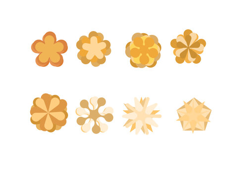 Flower shaped butter cookie illustration set, 8 variations, flat design