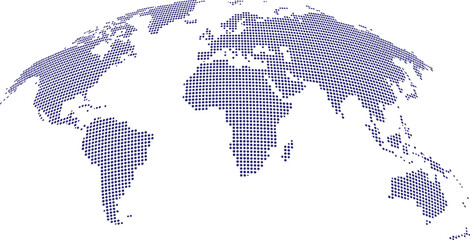Obraz premium Perspective View of a World Map Formed by Blue Dotted Halftone Pattern