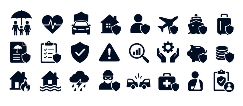 Minimalist black and white geometric icons collection.