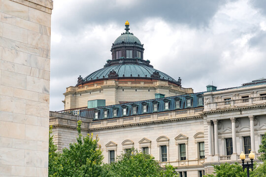 Library Of Congress Thomas Jefferson Building Dome Above Historic Facade In Washington DC USA