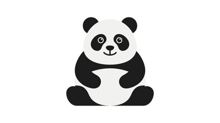 A cute, stylized panda bear sitting down, isolated on a white background. © Sumia