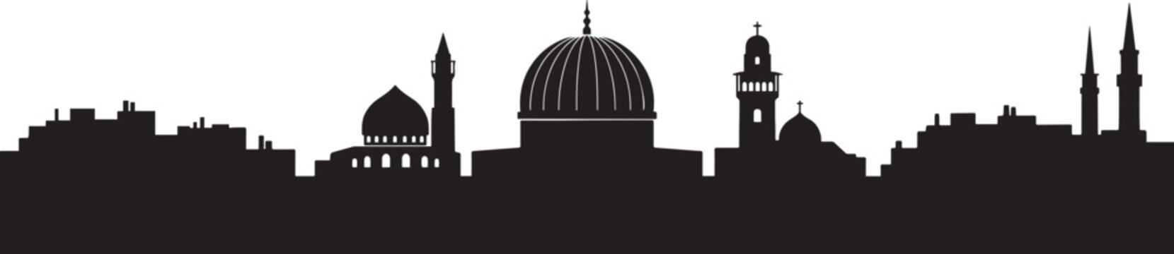 Jerusalem Skyline. black icon silhouette vector