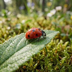 Obraz premium ladybug on a leaf