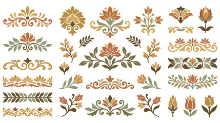 Vintage floral ornament set. classic baroque decoration. © GW