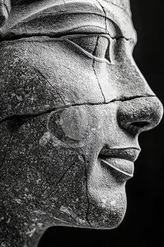 Ancient Egyptian Mythology Imhotep Deity Carved Stone Head Representing Knowledge and Enlightenment