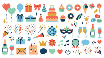 Fototapeta premium Party and celebration icons and elements.