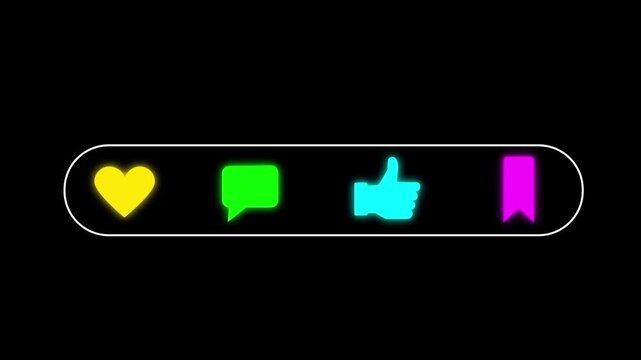 Modern social media outro animation featuring an animated  like, comment, thumbs up, and save illustration. Clean, minimal, seamless loop motion graphic.
