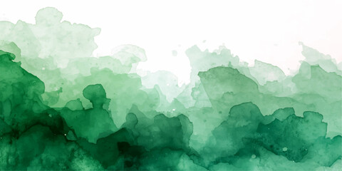 Fototapeta premium Emerald Haze Abstract A serene, abstract watercolor wash in varying shades of emerald green evokes a tranquil natural landscape, suggesting rolling hills or misty forests.