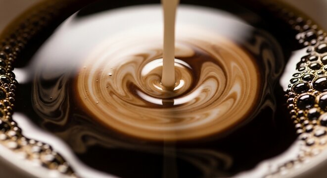Milk pouring into coffee
