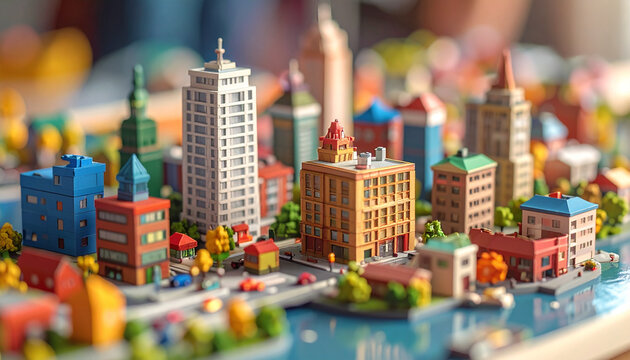 Miniature cityscape architectural model