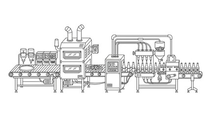 Obraz premium Automated Industrial Beverage Bottling and Packaging Line