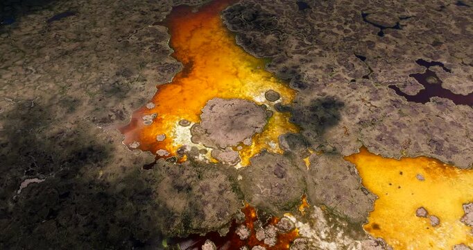 Algae-bacterial Mats Near Uros Floating Islands In Lake Titicaca, Puno, Peru. - aerial shot