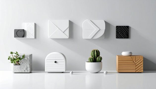 Modern minimalist design objects display