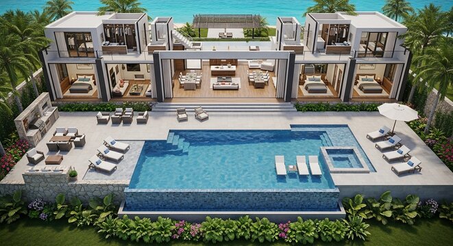 Modern luxury home exterior rendering