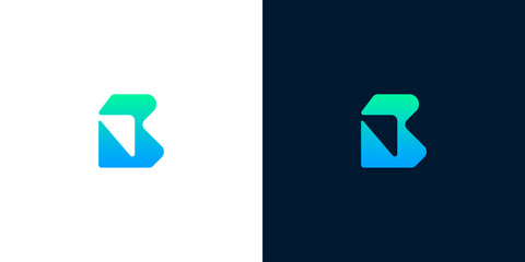 Modern abstract geometric letter B logo design with blue and green gradient for business branding and corporate identity © anello