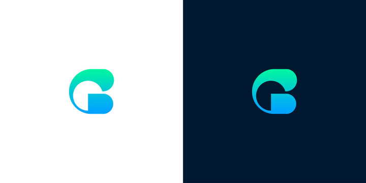 Modern abstract letter G monogram logo with blue and green gradient for business branding