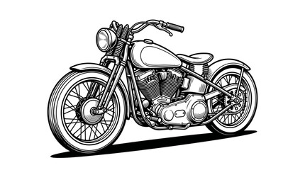Hand-drawn classic bobber motorcycle sketch. © Aulia