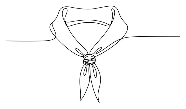 Neckerchief tied with woggle in minimalist continuous line drawing style