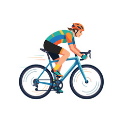 Fototapeta premium Woman cycling on road bike, illustration