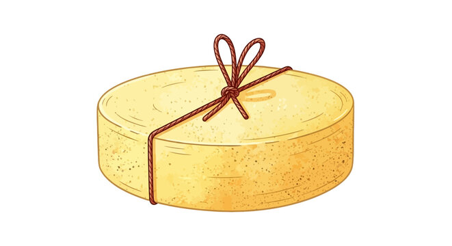 Golden wrapped cheese, dairy product, food illustration, vector cheese wheel