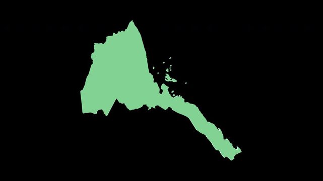 Eritrea green 3D map spin perfect 10 second loop black background