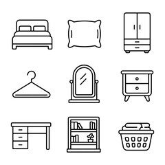 Bedroom Furniture and Organization Icon Set © MS Graphics