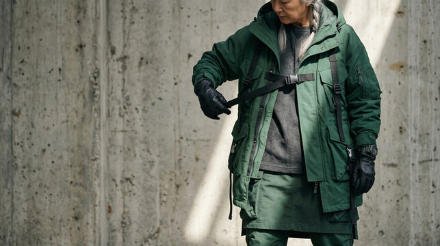 Silver-Haired Techwear Cropped Top With Utility Layering by Concrete