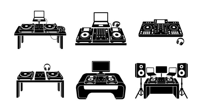DJ Equipment Setups, Music Production Stations, Audio Gear Icons, Electronic Dance Music Studio