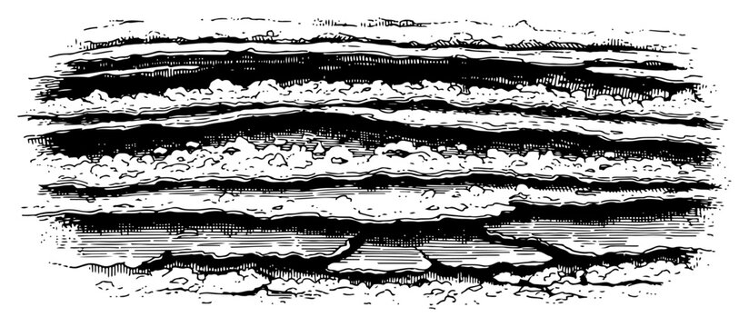 Geological soil layers illustration vintage engraving style earth strata and ground cross section for science and nature