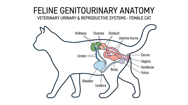 Feline Genitourinary Anatomy Diagram: Female Cat Urinary & Reproductive Systems