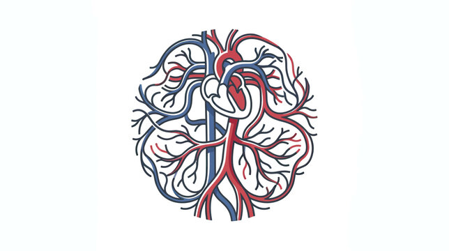 Human Heart and Circulatory System Vector Illustration