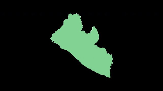 Liberia green 3D map spin perfect 10 second loop black background