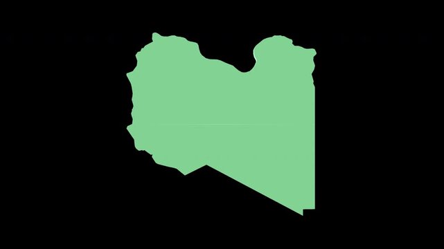 Libya green 3D map spin perfect 10 second loop black background