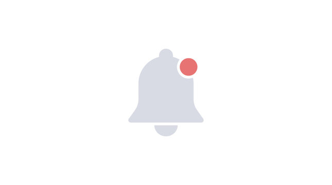 Minimalist notification bell icon with red alert dot badge for interface design