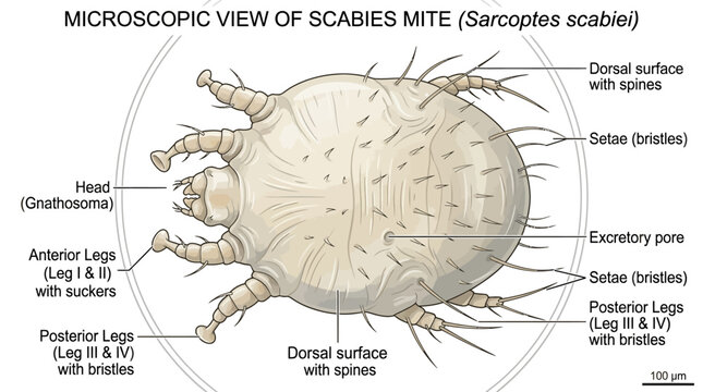 Scabies Mite Sarcoptes Scabiei Microscopic.