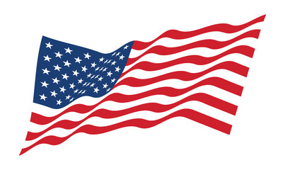Fototapeta premium illustration of a waving flag of united states symbol banner design on white background