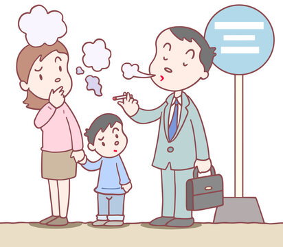 社会問題のイラスト - 煙害・副流煙・受動喫煙