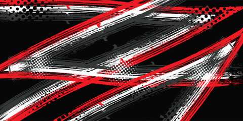 Gaming esport background striking stripes electric banner vector illustration design red black grunge brush wing comic pattern modern abstract concept livery stripes decal paint splash splatter.eps 10 © Ahlakul Karimah