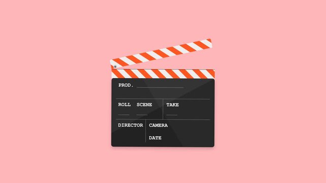Film clapperboard animation for movie production and video editing projects