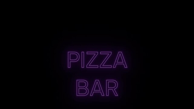 Vivid Purple Neon Sign 'PIZZA BAR' with Continuous Loop on Clear Background, Ideal for Fast Food Joint and Diner Promos