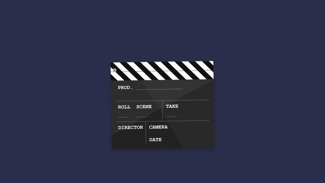 Film clapperboard animation for movie production and cinematic video projects