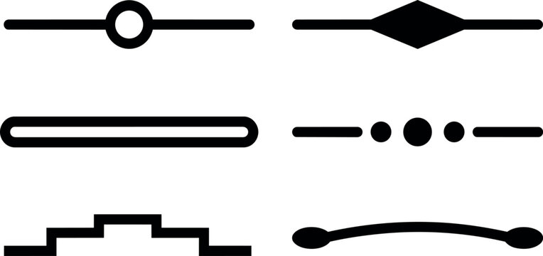 Black simple decorative horizontal dividers with geometric shapes vector art