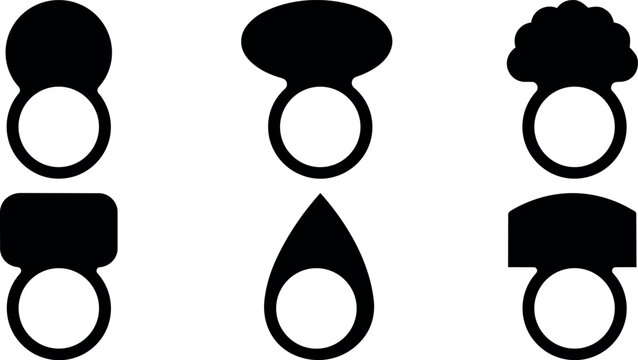 Black silhouette baby pacifiers set in various shapes vector art