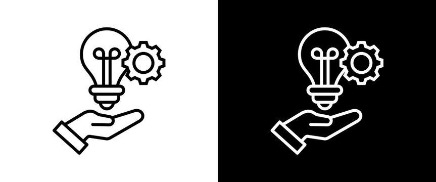 Idea white and black icon set design