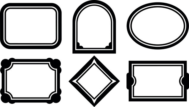 Black and white decorative vintage frame shapes vector art set