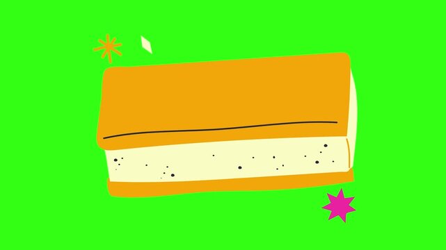 Ice cream sandwich with vanilla topping animation