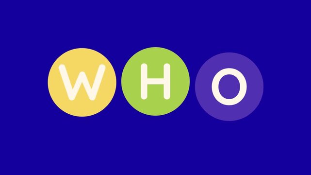 Who round icon animation on blue screen 