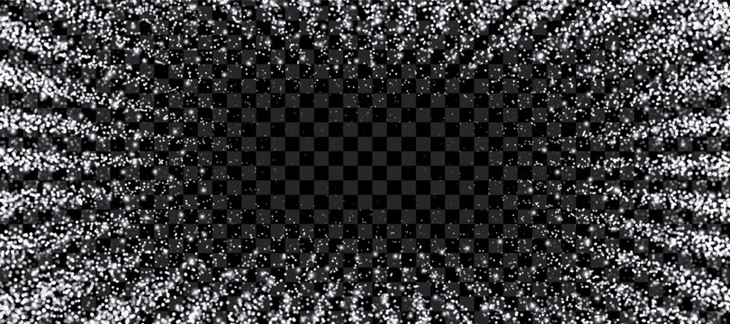 Abstract silver mosaic disco style manga sequin pattern overlay isolated. Luxurious radial circular grey glittering halftone cover. Disco ball texture. Gradient retro grid. Vector illustration