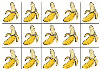 Obraz premium A collection of ripe yellow bananas peeled and unpeeled.